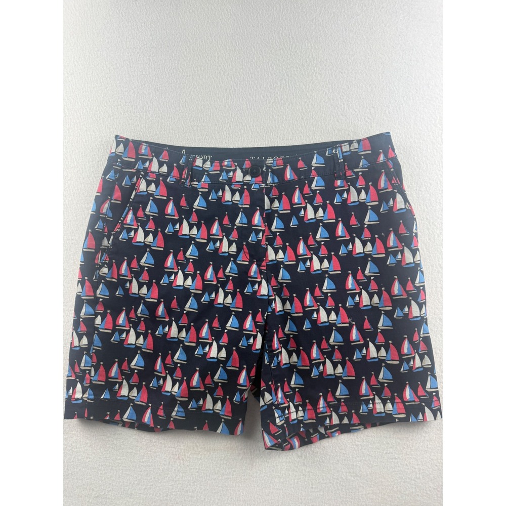 Talbots The Weekend Short Navy Blue Sailboat Print Cotton Stretch Shorts Size 4